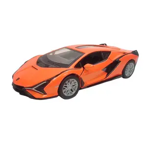 KINSMARMT 1:40 Scale Lamborghini Sian FKP 37 Die-Cast Metal Model Car with Pull-Back Action and Openable Doors Orange Color