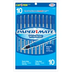 212 MAIN Paper Mate Write Bros. Ballpoint Pens, Blue Medium Tip, 10-Pack per Unit, 12 Units Total, Dependable Ink, Ballpoint Writing Tool for DIY Woodwork Projects