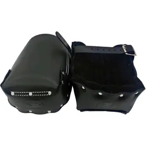 Non-slip Kneepads with Adjustable Straps, Safety Leather Knee Pads with Dense Padding Protection, Double Thick Lining (Black)