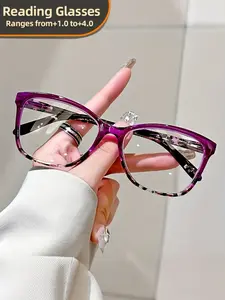 Elegant Cat-Eye Reading Glasses Reading Eyeglasses +1.0 to +4.0 Magnification - Full-Rim Round/Hexagonal Frame with Flower, Adjustable Magnifier Eyewear for Seniors & Presbyopia, Comfortable Durable Glasses