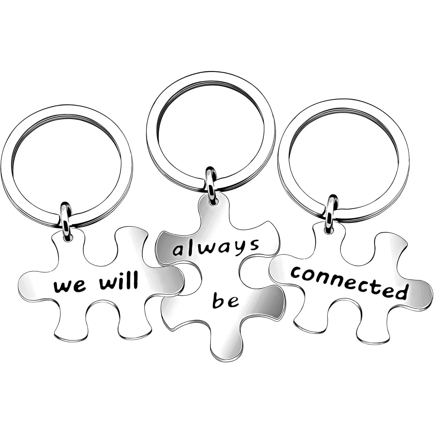 3pcs Best Friends Brothers Sisters Gifts Key Chain Set Friendship Long Distance Gifts - We will always be connected Keychain
