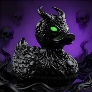 Devil Skull Duck Resin Statue - Quirky Halloween Decor Ornaments for Desktop, Spooky Collectible Figurine