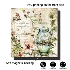 2pcs Vintage Farmhouse Style 2D Flat Magnetic Stickers, Soft Magnetic Material, Easy Installation & Removal, Scratch Covering Decor