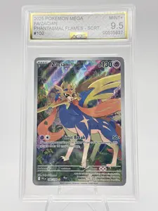 Graded AGS 9.5 Zacian 2025 Phantasmal Flames 100 Holographic Pokemon Card