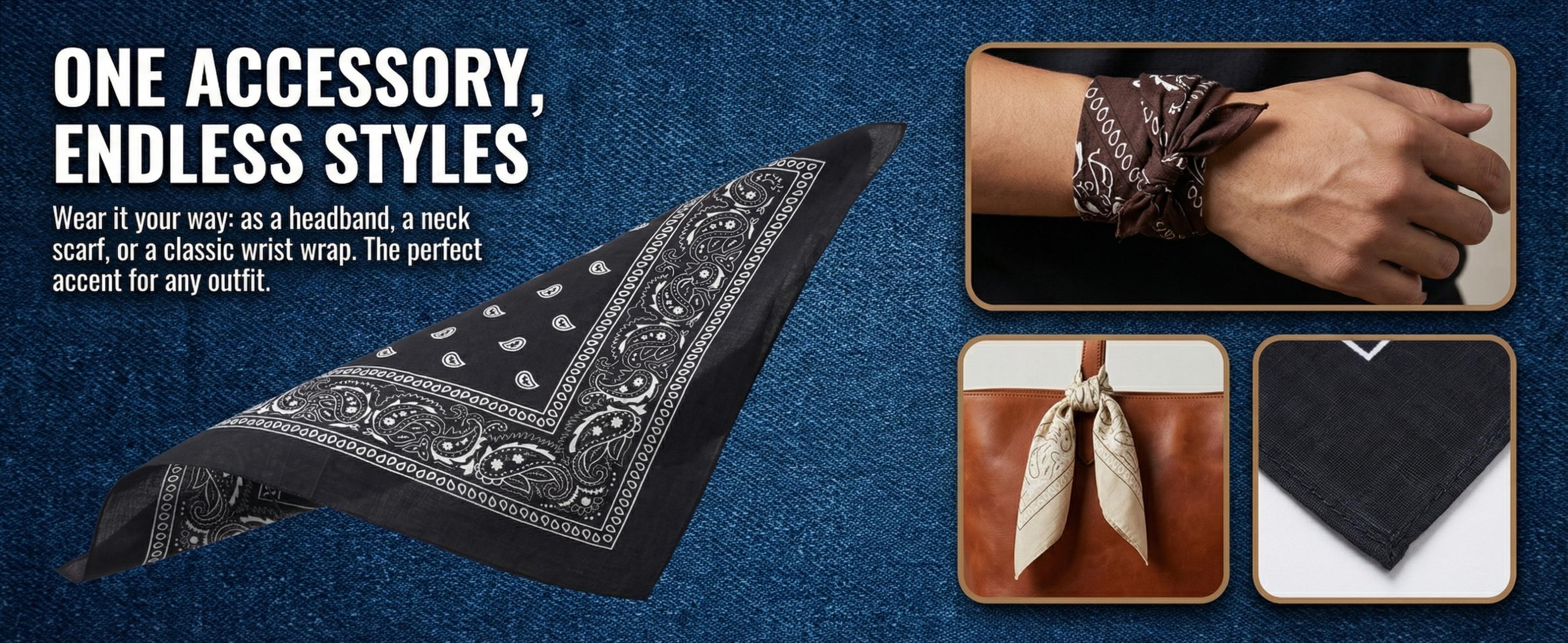 Raylarnia 22" Large Cotton Paisley Bandana for Men Women, Soft  Cotton Square Scarf - Headband, Neck Wrap, Multiple Colors