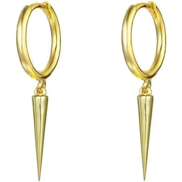 Women's 925 Sterling Silver Minimalist Spike Dangle Drop Hoop Earrings - High Polishing, Hypoallergenic, Geometric, Punk Style - Suitable for Cartilage Stud, Tragus, Helix Wrap, Cuff - Ideal for Mothers Day, Hanukkah, Aunt, Birthday Gifts, Adults, Charms,