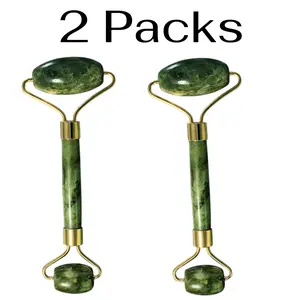 2-Pack Jade Roller for Face & Eyes – Cooling De-Puffing Facial Massager for Skin Tightening, Reduce Puffiness & Fine Lines, Improve Blood Circulation – Soothing Skincare Tool for Face, Neck & Muscles, Gift for Women