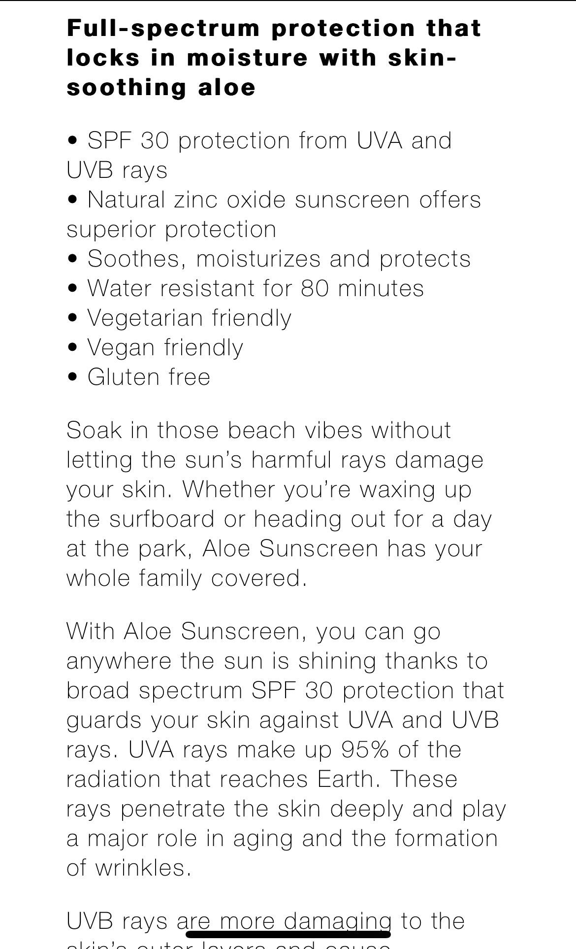 Aloe Facial Sunscreen SPF 30 - Hydrating Moisturizer for Skin Repair and Soothing Inner Leaf Aloe