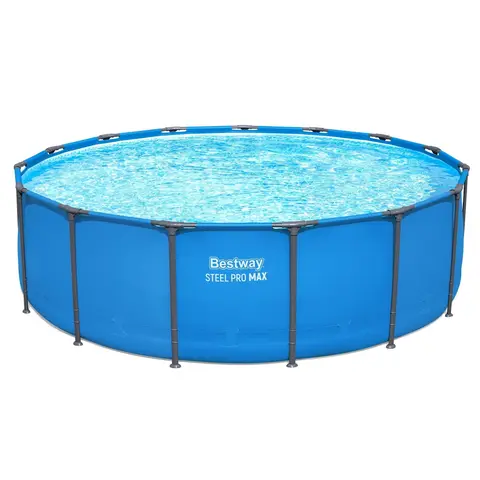Bestway Steel Pro MAX Round Above Ground Pool, Blue (15 Ft | 14 Ft | 12 Ft | Size Options)
