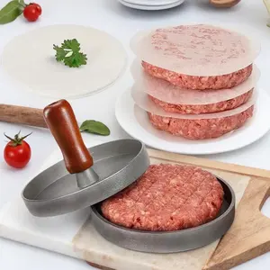 Hamburger Press Maker for Juicy Patties with 150 Non-Stick Parchment Papers Aluminum Burger Press Machine for Outdoor Grilling BBQ Picnic Kitchen Grill Griddle