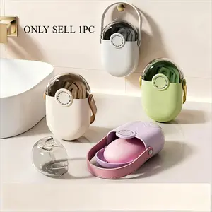 Portable Mini Travel Soap Holder with Sealed Lid & Drainage - Hygienic Plastic Oval Soap Case, Compact for on-the-Go, Bathroom Essentials, Soap Dish,,, for s & Soap Saver