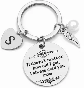 Mother's Day Gifts for Mom from Daughter Son, Initial Keychains for Mom Birthday Valentine's Day Gifts Mom Keychain