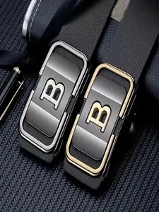 Men’s Luxury B Letter Buckle Belt, Genuine Leather Auto Buckle Waistband, Stylish & Durable Design for Everyday Wear