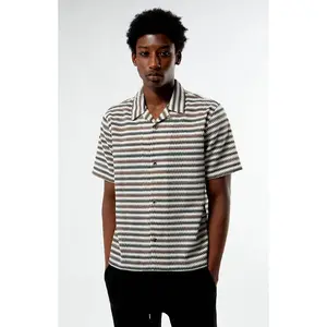 Pacsun Men's Textured Striped Oversized Resort Camp Shirt
