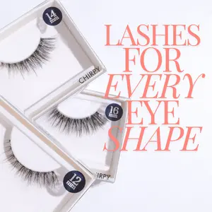 LINX Chirpy LASH MATCH False Eyelashes - 3 Sizes, Doll Eye C Curl, Natural PBT Fibers, 0.07mm Thickness, Super Stretchy Clear Band, Makeup Cosmetic