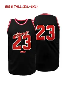 Chicago 23 Basketball Training Jersey, Plus Size 2XL-6XL, Breathable Mesh, USA Style, Casual Sports Top for Men Women, Breathable Workout Top