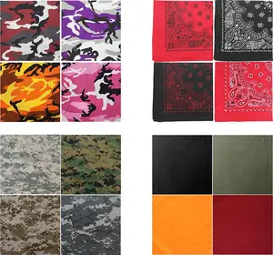 ARMYU Bandanas Head Scarf Cotton Bandanna Face Neck Headwraps 22" x 22" 4 Pack