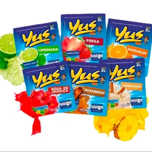 Yus Sobres de 25gr 7 Sabores mix Limón, Fresa, Naranja, Jamaica, Tamarindo, Horchata y Piña.