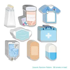 Random Pattern Sticky Note, 2 Counts(60pcs) Cute Sticky Note, Multipurpose Sticky Note for School Office, Sticky Note for Home School Office, Office Supplies