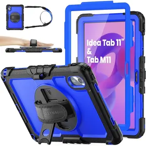 Tablet Case for Lenovo Idea Tab M11 Drop Proof 360 Rotate Stand with Strap Pen Holder and Screen