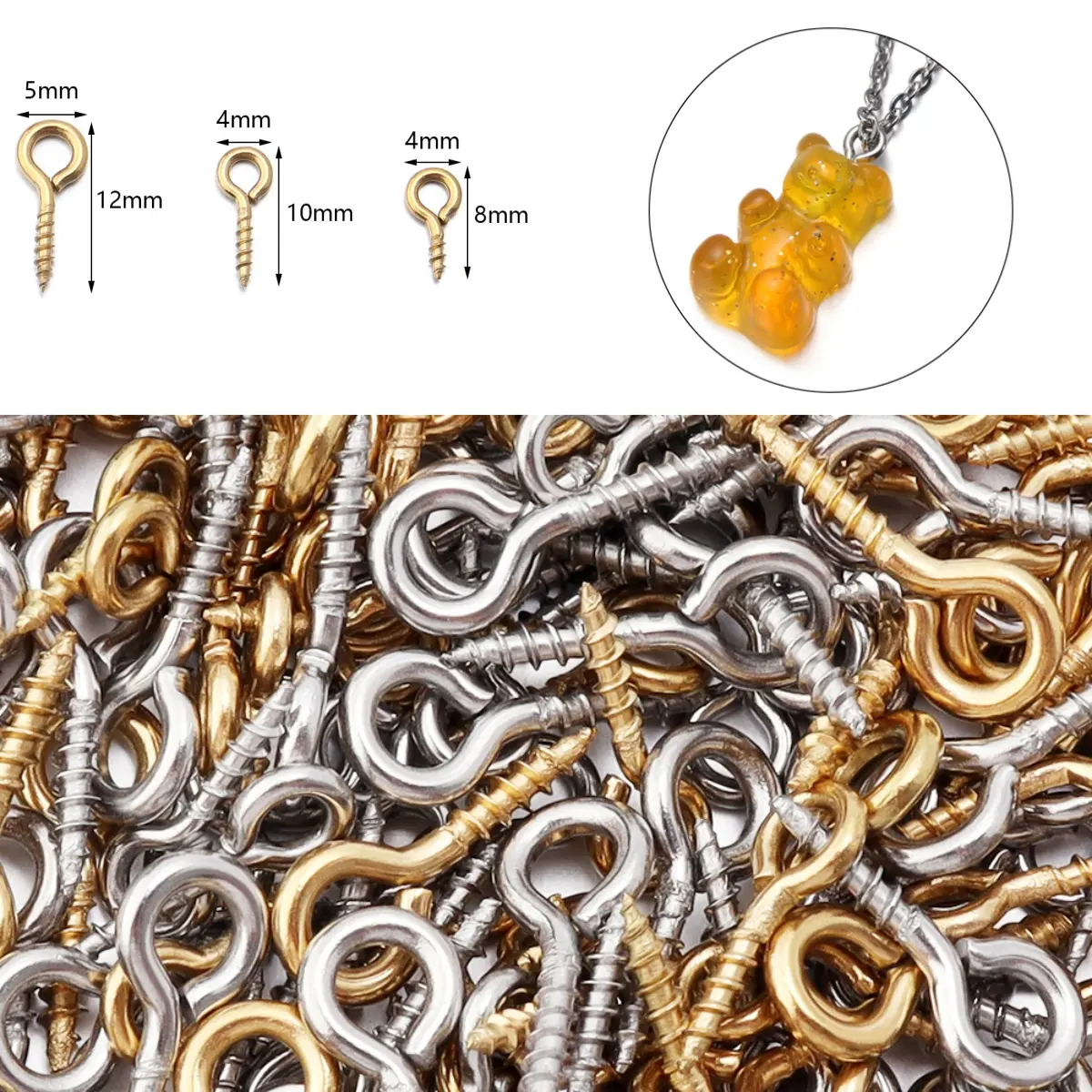 20/50pcs Stainless Steel Sheep Eye Nail Screw Mini Eye Bolt Hook For Jewelry Making Accessories DIY Charms Pendant Accessories
