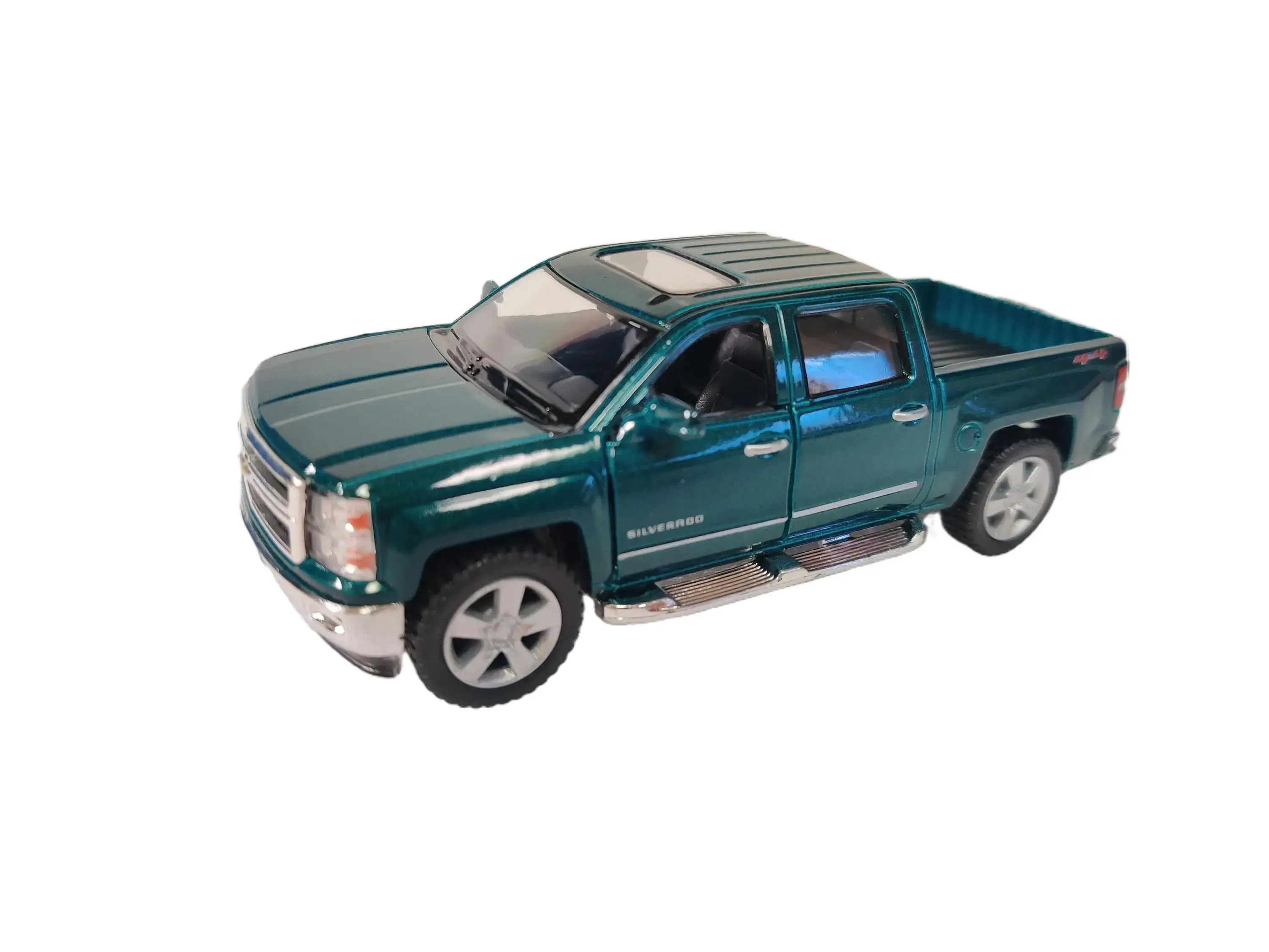 KINSMART: 2014 Chevrolet Silverado Pickup Die Cast Model Car 1:46 Scale 5 Inches Green Diecast Toy with Realistic Details & Interactive Features