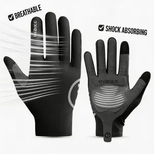 INBIKE Bike Gloves & Outdoor Work Touchscreen Compact Gloves, UPF 50+ Sun Protection, Breathable Full Finger with 3mm Shockproof Pad Cozy Gear
