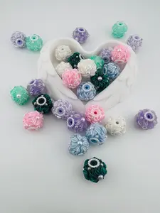 D4-Pearl Flower Beads 4 pack - Handcrafted 16mm Beads for Pens & Key Chains - Unique Design with Glamorous Sparkle