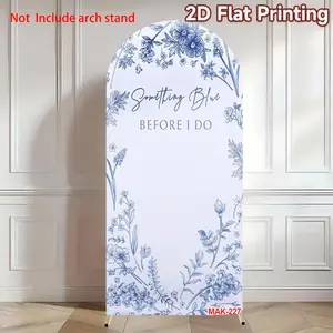 Wedding Bridal Shower Arch Backdrop Cover Blue Flowers Floral for Birthday Party Decor Photograph Background Props Elastic Fabric