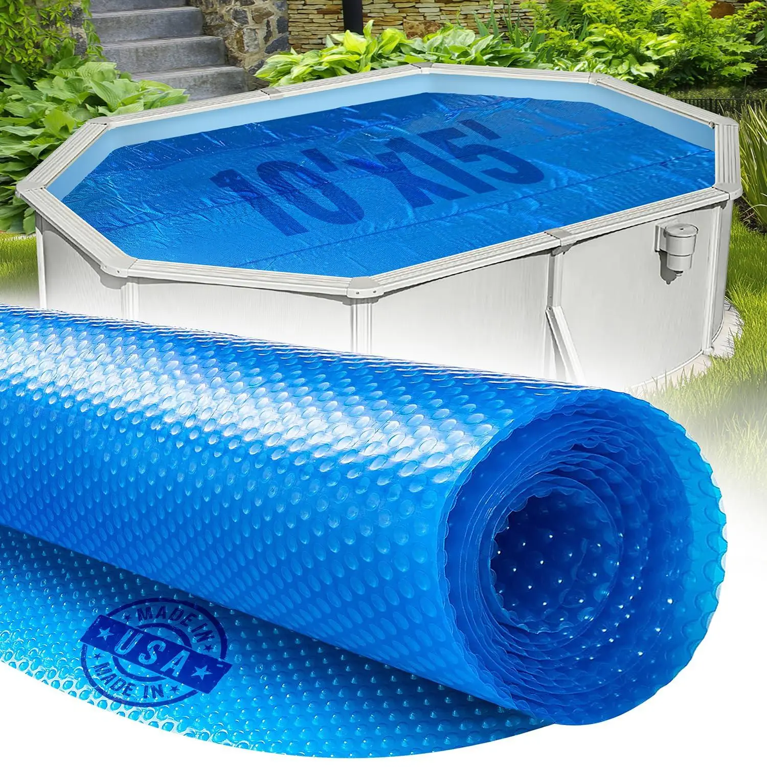 Shop Square Oval Solar Cover for Inground and Above Ground Pools, 8 Mil - Premium Heavy Duty Solar Blanket - Made in USA