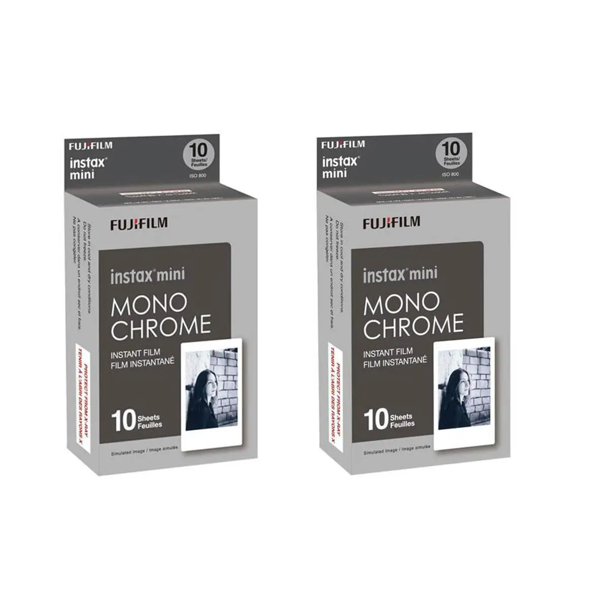 Fujifilm instax mini Monochrome Instant Film, 2 x Packs, (20 Exposures)
