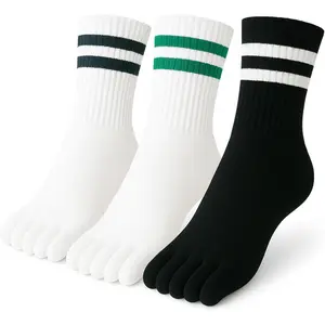 Premium Cotton Five Finger Toe Socks for Men and Women Athletic Running Crew Quarter Barefoot Socks