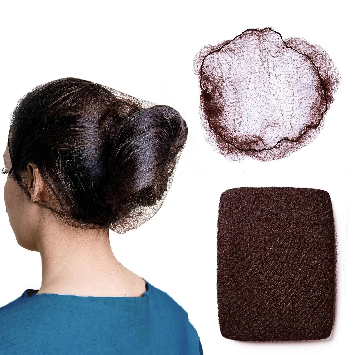 100Pcs Brown Hair Net 24" Invisible Hair Nets for Women and Men - Perfect for Hair Bun, Sleeping, & Kitchen Food Service