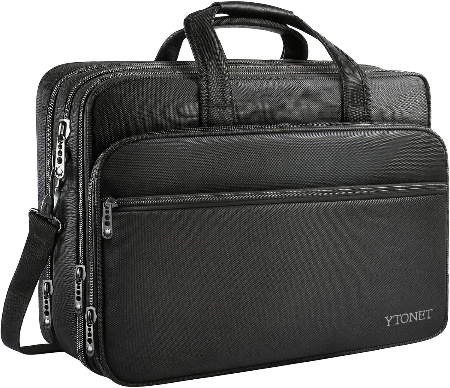 17" Expandable Laptop Briefcase - Water-Resistant Plain Protection Laptop Bag with Multiple Compartments, Multiple Pockets, Zipper Closures, Shoulder Strap, Luggage Strap for Office Travel, Protection Laptop Bags