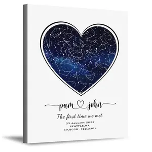 Personalized Star Map with Couple's Names and Special Date Message on it,Perfect Present for Anniversary,Wedding,Birthday,Holidays