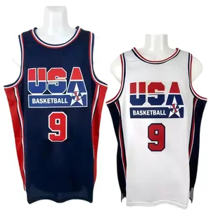 Men's 1992 USA #9 basketball jersey Sewing embroidery Loose casual breathablesleeveless vest big size Outdoor sportswearbasketball training sportswear Hip hop collegejerseys Mesh Tennis Tops breathable jersey