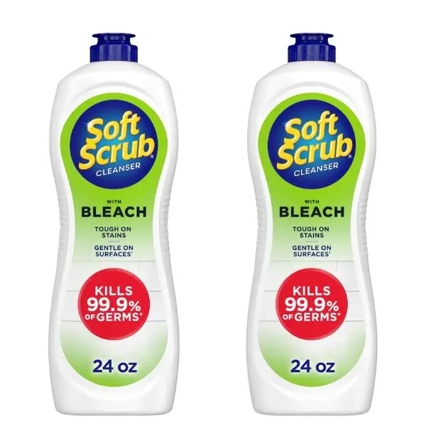 (2 pack) Soft Scrub Cleanser with Bleach, Multi-Surface Cleaner for Bathroom, Germ-Kill, 24oz