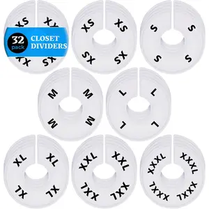 32 White Closet Dividers for Hanging Clothes – Clothing Rack Dividers with Printed Sizes