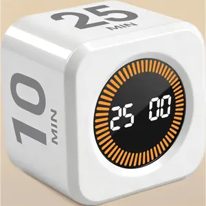 Visual Timer, Cube with 5/25/10/50 Min Preset, Gravity Sensor Digital Desk Timer, Silent Mode – Ideal for Office, Study, Kitchen & Kids (White)