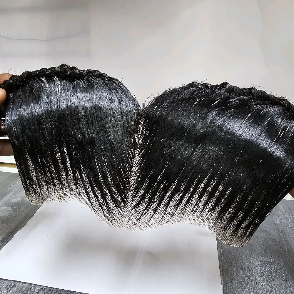 Ready To Wear Glueless Gele Turban Frontals 13x4 Human Hair Full Frontal with Design Color 1B Off Black for Stylish Looks