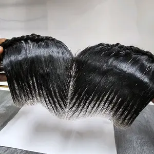 Ready To Wear Glueless Gele Turban Frontals 13x4 Human Hair Full Frontal with Design Color 1B Off Black for Stylish Looks