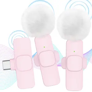 Wireless Lavalier Microphone for iPhone iPad TypeC Lapel Mics Plug-Play 2.4G Ultra-Low Delay Built-in Noise Reduction Chip Working Time for Video Recording Interview Podcast Vlog