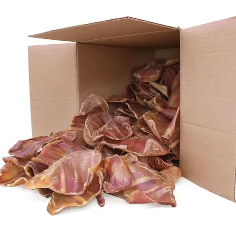 GigaBite Roasted Pig Ears for Dogs by Best Pet Supplies - Natural Healthy Dog Chews, Safe for Puppies & Aggressive Chewers - Whole Slices or Sticks, Cleans Teeth & Gums, Pack of 12 or More