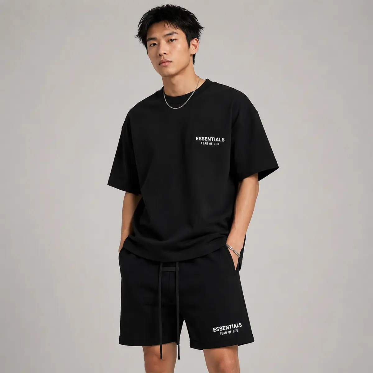 Over Size) (One Set) Fear of God Essentials Classic Tee & Shorts