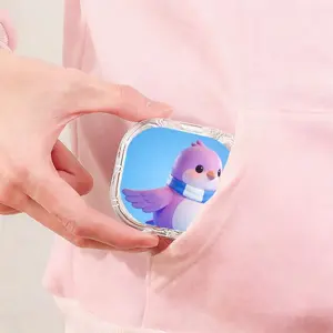 Blue White Scarf Purple Bird Printed Retainer Box, Simple Cute Denture Box, Portable Orthodontic Retainer Storage Box, Dustproof Compression Resistant Invisible Braces Box