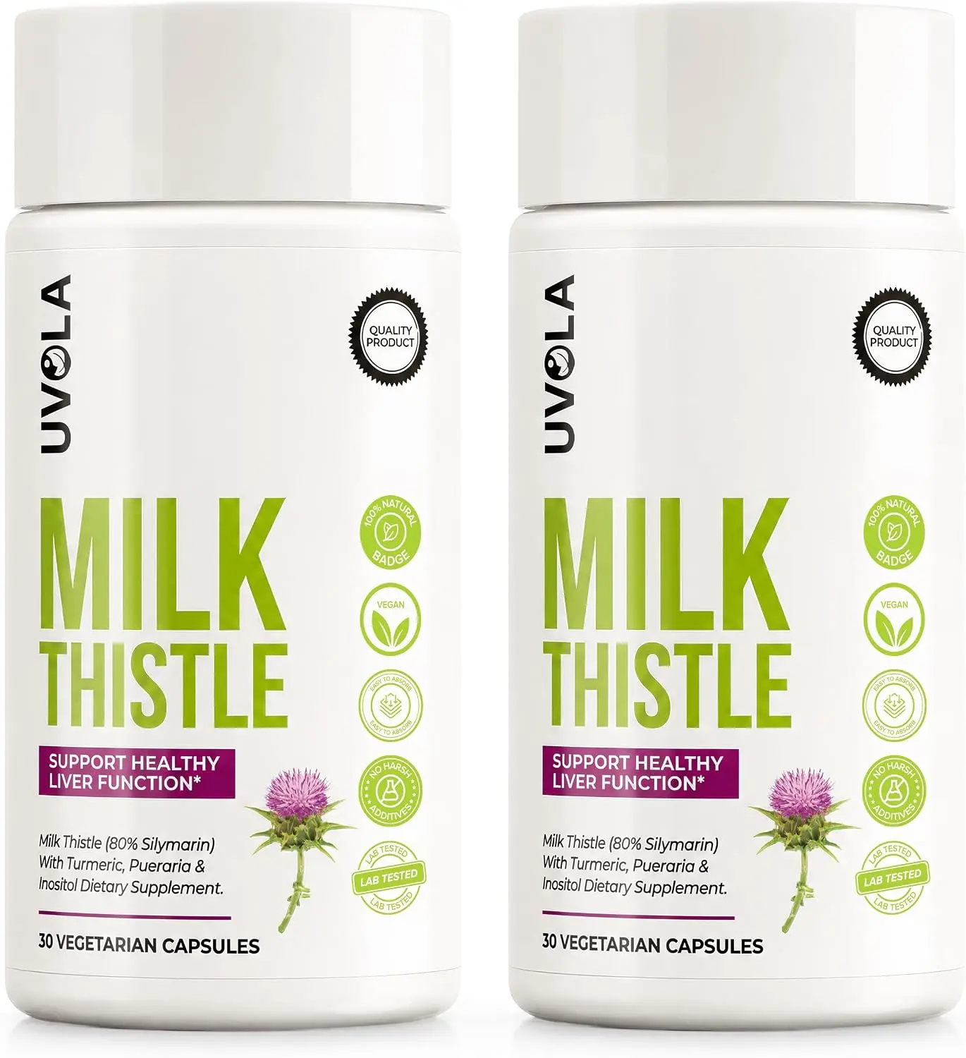 Uvola Milk Thistle Liver Detox - 100% Natural Vegan Support - 60 Capsules | Official Brand, Silymarin, 8 In 1 Blend, Non-GMO, Gluten-Free, Soy-Free, Antioxidant Support, Health Detox