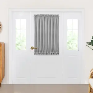 Deconovo French Door Curtain Panel, Linen 100% Blackout Thermal Curtains for Patio Door Sliding Door Curtains for Front Door,1 Panel, Grey, W54 x L40