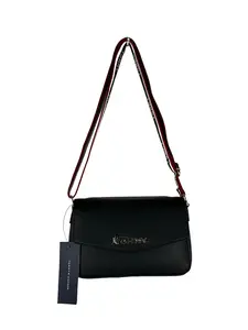Tommy Hilfiger - Black Shoulder Bag with Adjustable Crossbody Strap Classic Functional Design for Everyday Use Stylish Black Color