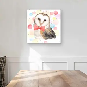Begin Home Decor C1MP1616M5TZBS 16 x 16 in. Chic Owl - Illustrative Wildlife Metal Print Wall Art for Home Decor