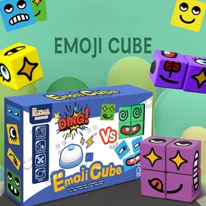 Face Changing Magic Cube Building Blocks Game Matching Expression Puzzle Toy Board Games for Family Night, Match Puzzles Geometric Educational Toys for Kids and Adults